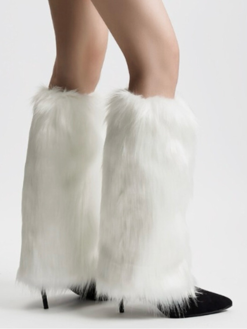 Fuzzy Faux Fur Leg Warmers Long Boot Cover Bootie Cuffs